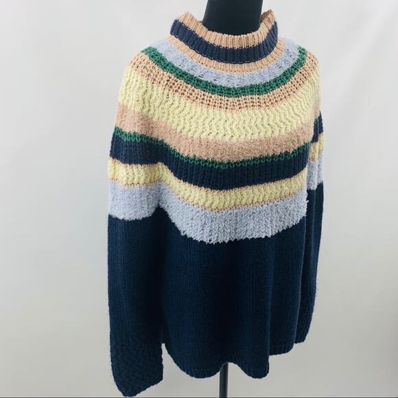 Caslon Navy Multi Round Stripe Sweater - Picture 4 of 10